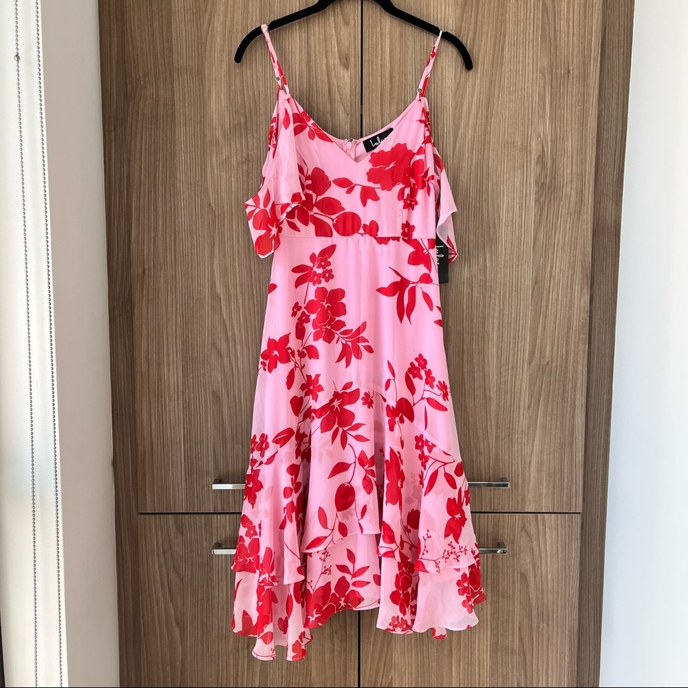 Lulus Valorous Vera Pink Floral Print Midi Dress